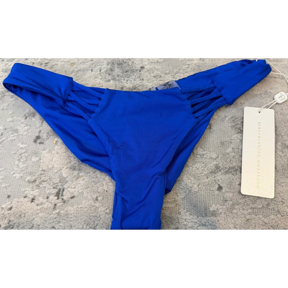 Beach Bunny Blue Strappy Ladder Scrunch Back‎ Bikini Bottoms Large NWT
